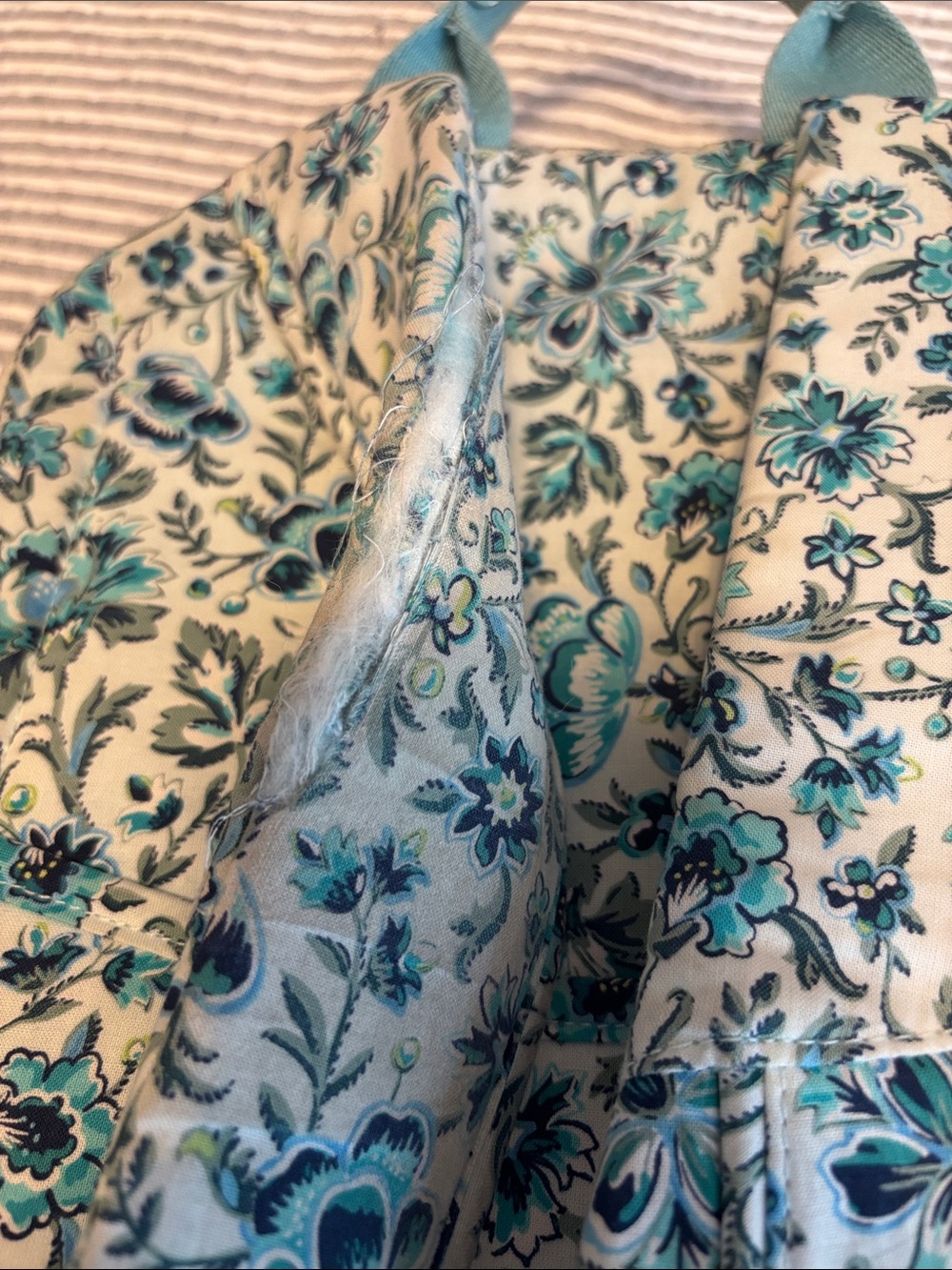 Vera Bradley Teal Floral Quilted Backpack - Picture 4 of 4